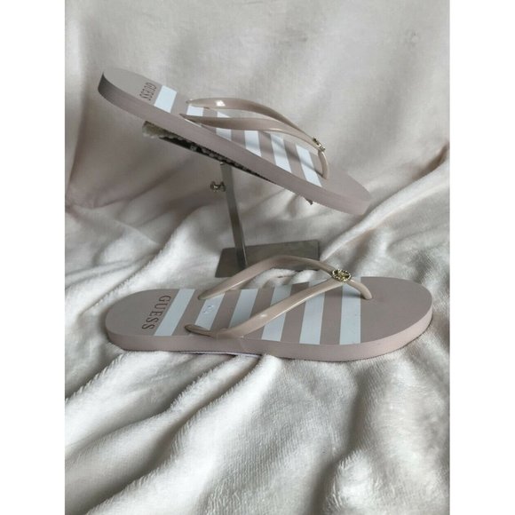 Women’s Sandals Size 10 Guess WG LENT13-C Light Pink strips Style Flip Flops - Picture 4 of 10
